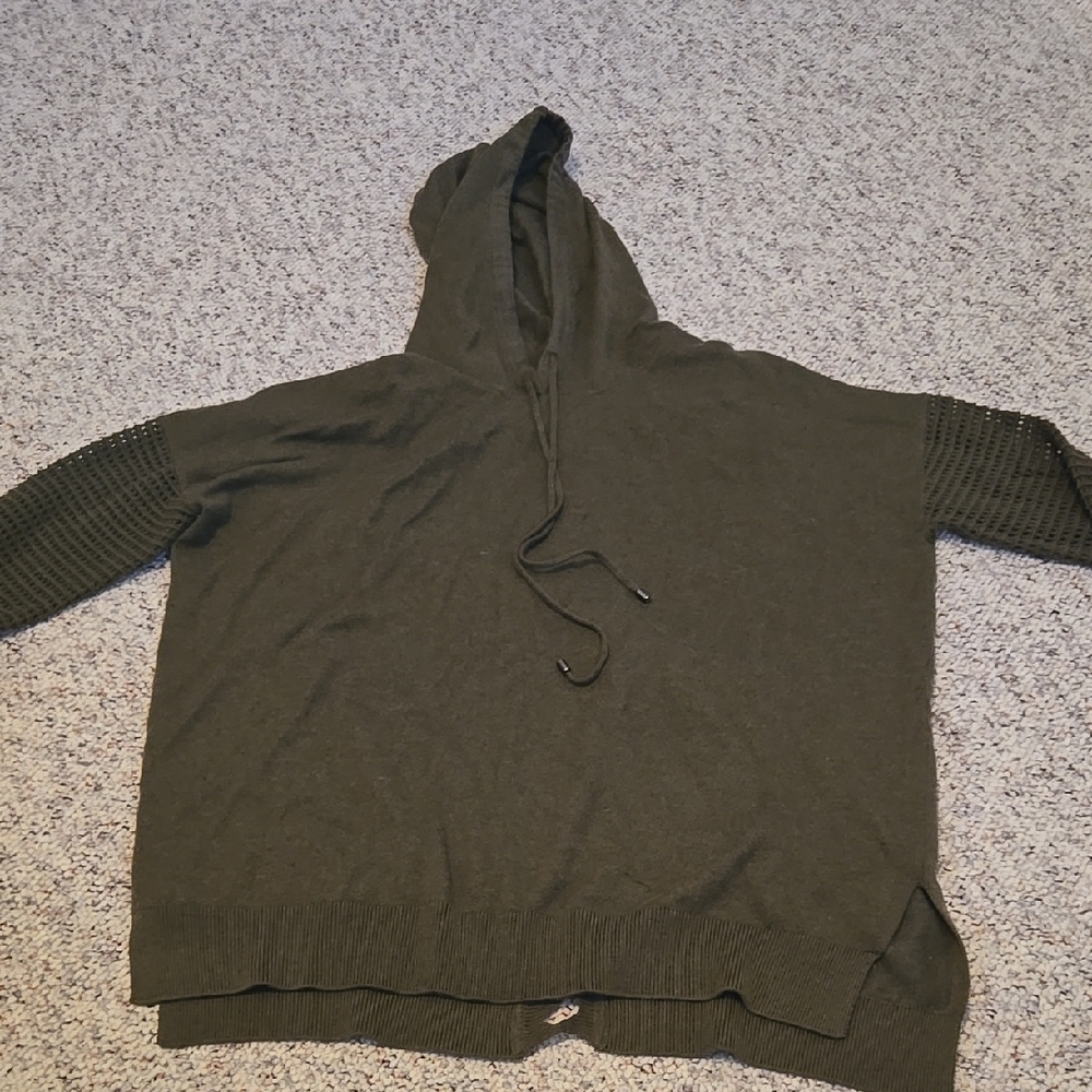 Stitches and Stripes, size s, Cozy Olive Green Knit Hoodie
